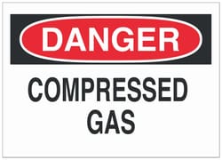 Brady Aluminum Warning Sign: COMPRESSED GAS Black/red on white; 10 in.