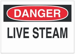 Brady&trade;&nbsp;Aluminum Danger Sign: LIVE STEAM