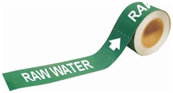 Brady™ Self-Sticking Pipe Marker Labels: RAW WATER