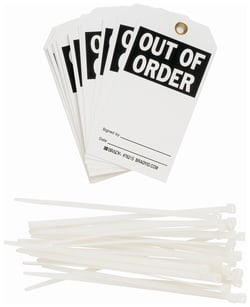 Brady™ Two-Sided Polyester Tag: OUT OF ORDER SIGNED BY: DATE: