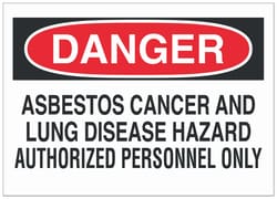 Brady Fluted Polypropylene Danger Sign: ASBESTOS CANCER AND LUNG DISEASE