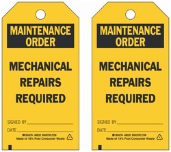 Brady&trade;&nbsp;Polyester Tag: MAINTENANCE ORDER