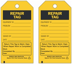 Brady&trade;&nbsp;Polyester Tag: REPAIR TAG