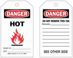 Brady&trade;&nbsp;Paper Cardstock Tag: DANGER HOT SIGNED BY: DATE: