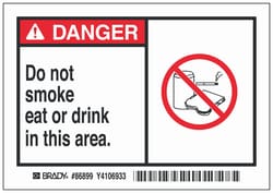 Brady™ Polyester Prohibited Activity Pack: Do not smoke eat or drink in this area.