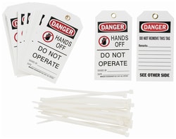 Brady&trade;&nbsp;Polyester Tag: DANGER HANDS OFF DO NOT OPERATE SIGNED BY: DATE: