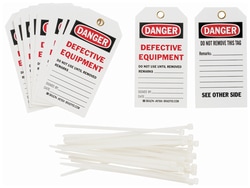 Brady&trade;&nbsp;Polyester Tag: DANGER DEFECTIVE EQUIPMENT DO NOT USE UNTIL REMOVED REMARKS: SIGNED BY: DATE: