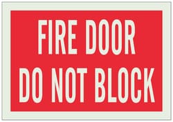 Brady&trade;&nbsp;Polyester BradyGlo&trade; Fire Emergency & Disaster Sign: FIRE DOOR DO NOT BLOCK