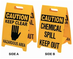 Brady™ Polypropylene Caution Floor stand: CHEMICAL SPILL KEEP OUT