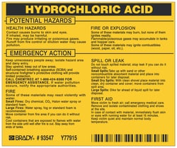 Brady&trade;&nbsp;Hazardous Material Label: HYDROCHLORIC ACID