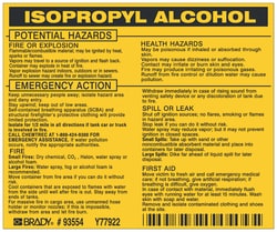 Brady&trade;&nbsp;Hazardous Material Label: ISOPROPYL ALCOHOL