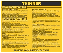 Brady™ Hazardous Material Label: THINNER