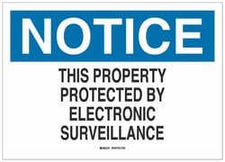 Brady&trade;&nbsp;Polystyrene Security, Admittance & CCTV Sign: THIS PROPERTY PROTECTED BY ELECTRONIC SURVEILLANCE