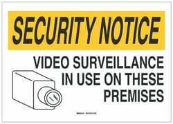 Brady&trade;&nbsp;Aluminum Security Notice Sign: VIDEO SURVEILLANCE IN USE ON THESE PREMISES