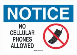 Brady™ Polystyrene Prohibited Activity Sign: NO CELLULAR PHONES ALLOWED