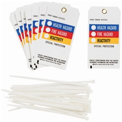 Brady One-Sided Polyester Tags: TARGET ORGANS AFFECTED HEALTH HAZARD: FIRE HAZARD: REACTIVITY: SPECIAL PROTECTION CONSULT CORRESPONDING MSDS FOR FURTHER HAZARDOUS INFORMATION AND INSTRUCTIONS 25/Pk. | Buy Online | Brady&trade; | Fisher Scientific
