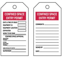 Brady&trade;&nbsp;Polyester Encased Paper Tag: CONFINED SPACE ENTRY PERMIT