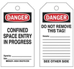 Brady&trade;&nbsp;Polyester Tag: DANGER CONFINED SPACE ENTRY IN PROGRESS SIGNED BY: DATE: