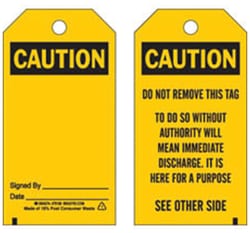 Brady&trade;&nbsp;Polyester Tag: CAUTION