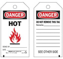 Brady&trade;&nbsp;Polyester Encased Paper Tag: DANGER HOT SIGNED BY: DATE: