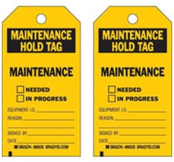 Brady&trade;&nbsp;Polyester Encased Paper Tag: MAINTENANCE HOLD TAG
