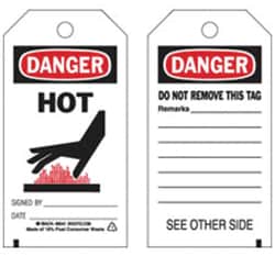 Brady™ Polyester Encased Paper Tag: DANGER HOT SIGNED BY: DATE: