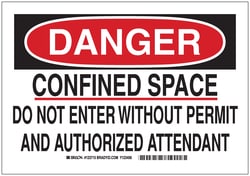 Brady™ Signs: DANGER: CONFINED SPACE DO NOT ENTER WITHOUT PERMIT AND AUTHORIZED ATTENDANT