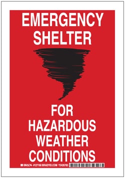 Brady&trade;&nbsp;Signs: EMERGENCY SHELTER FOR HAZARDOUS WEATHER CONDITIONS