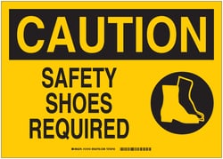 Brady™ Signs: CAUTION: SAFETY SHOES REQUIRED (W/PICTO)