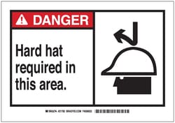 Brady&trade;&nbsp;Signs: DANGER: HARD HAT REQUIRED IN THIS AREA (W/PICTO)