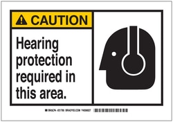 Brady™ Signs: DANGER: HEARING PROTECTION REQUIRED IN THIS AREA (W/PICTO)
