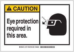 Brady&trade;&nbsp;Signs: CAUTION: EYE PROTECTION REQUIRED IN THIS AREA (W/PICTO)