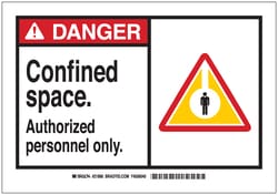 Brady™ Signs: DANGER: CONFINED SPACE AUTHORIZED PERSONNEL ONLY (W/PICTO)
