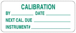 Brady™ Write-on Inspection Label, Header: Calibration, Legend: By, Date