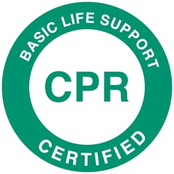 Brady™ Hard Hat Emblem, Legend: BASIC LIFE SUPPORT CERTIFIED/CPR