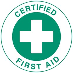 Brady™ Hard Hat Emblem, Legend: CERTIFIED FIRST AID