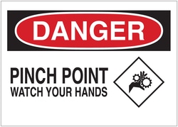 Brady™ Signs: DANGER: PINCH POINT WATCH YOUR HANDS (W/PICTO)