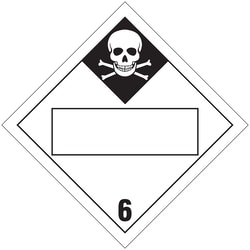 Brady DOT Vehicle Placard, Legend: (Poison picto w/ blank box) 6 Black, White | Buy Online | Brady&trade; | Fisher Scientific