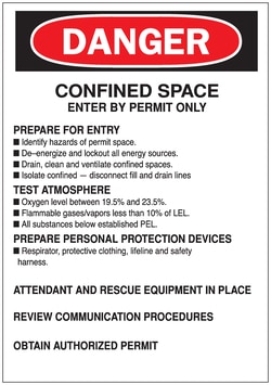 Brady&trade;&nbsp;Sign: CONFINED SPACE ENTER BY PERMIT ONLY...OBTAIN AUTHORIZED PERMIT