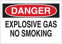 Brady&trade;&nbsp;Chemical and Hazardous Materials Signs: DANGER - EXPLOSIVE GAS NO SMOKING