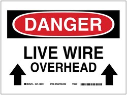 Brady&trade;&nbsp;Electrical Hazard Signs: DANGER - LIVE WIRE OVERHEAD