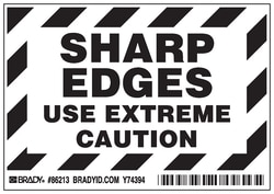 Brady&trade;&nbsp;Machine and Equipment Label, Legend: SHARP EDGES USE EXTREME CAUTION