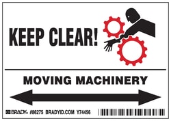 Brady™ Machine and Equipment Label, Legend: KEEP CLEAR! MOVING MACHINERY