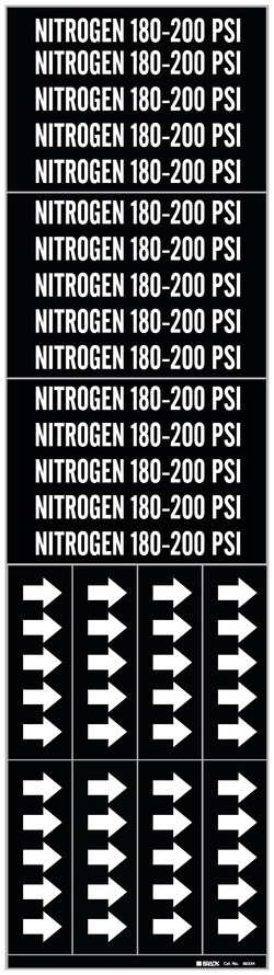 Brady&trade;&nbsp;Medical Gas Pipe Marker, Legend: NITROGEN 180-200 PSI