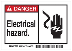Brady&trade;&nbsp;Machine/Equipment Label, Header: DANGER, Legend: ELECTRIC HAZARD
