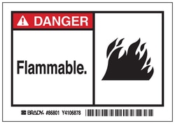 Brady™ Machine/Equipment Label, Header: DANGER, Legend: FLAMMABLE