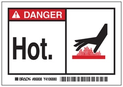 Brady™ Machine/Equipment Label, Header: DANGER, Legend: Hot