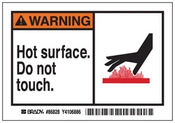 Brady™ Machine/Equipment Label, Header: WARNING, Legend: HOT SURFACE DO NOT TOUCH