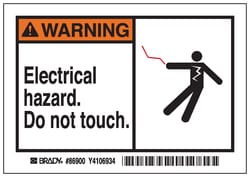 Brady&trade;&nbsp;Machine/Equipment Label, Header: WARNING, Legend: Electrical hazard Do not touch