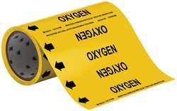 Brady Roll Form Pipe Markers, Legend: OXYGEN:Facility Safety and Maintenance:Labels